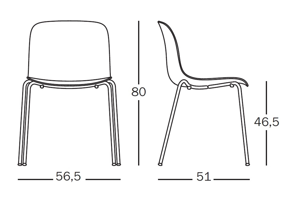 TROY 4 LEGS (TOTAL COLOURED) καρέκλα - συσκευασία 4 τεμαχίων