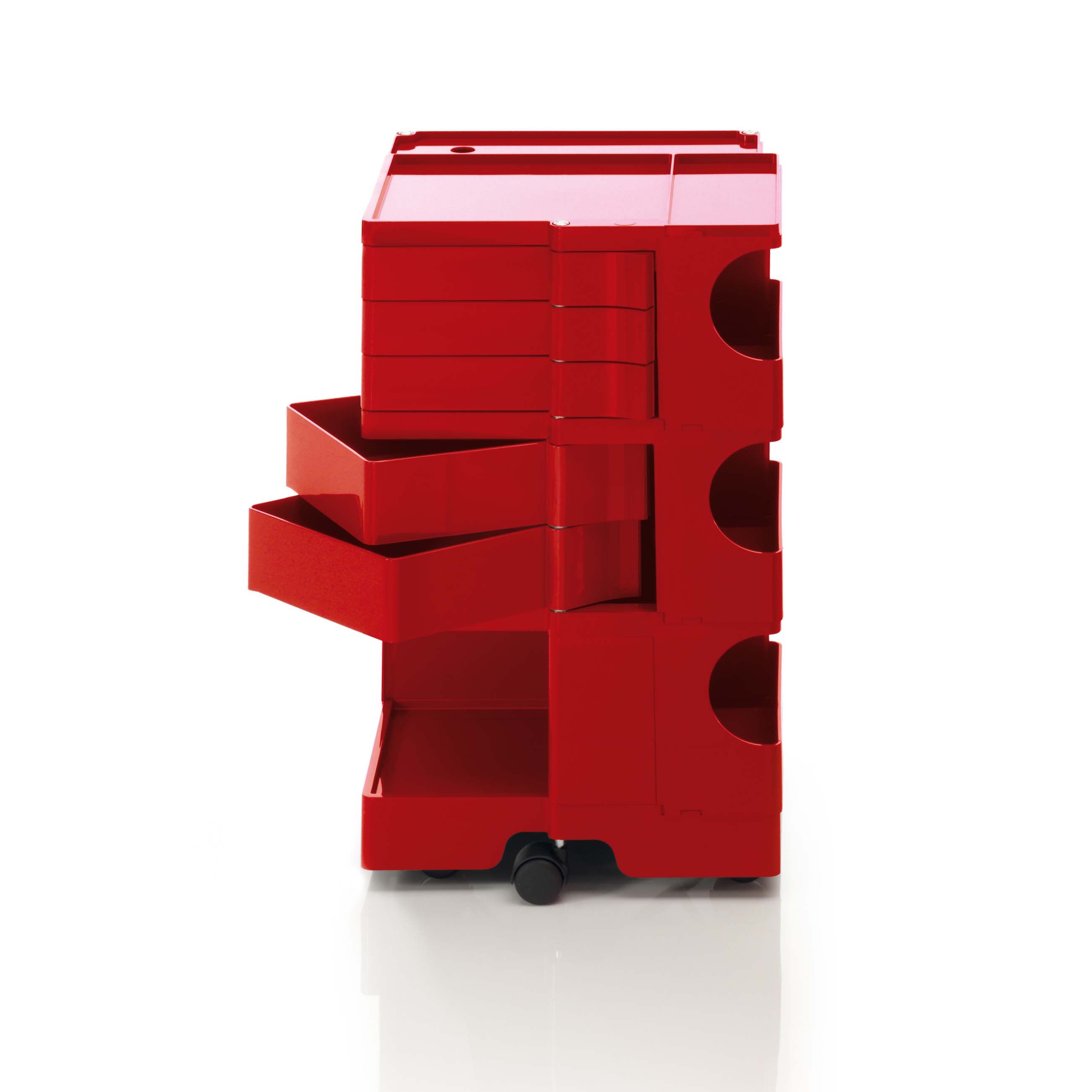 Boby trolley B35 with 3 low (6cm) & 2 high (9cm) drawers in Red