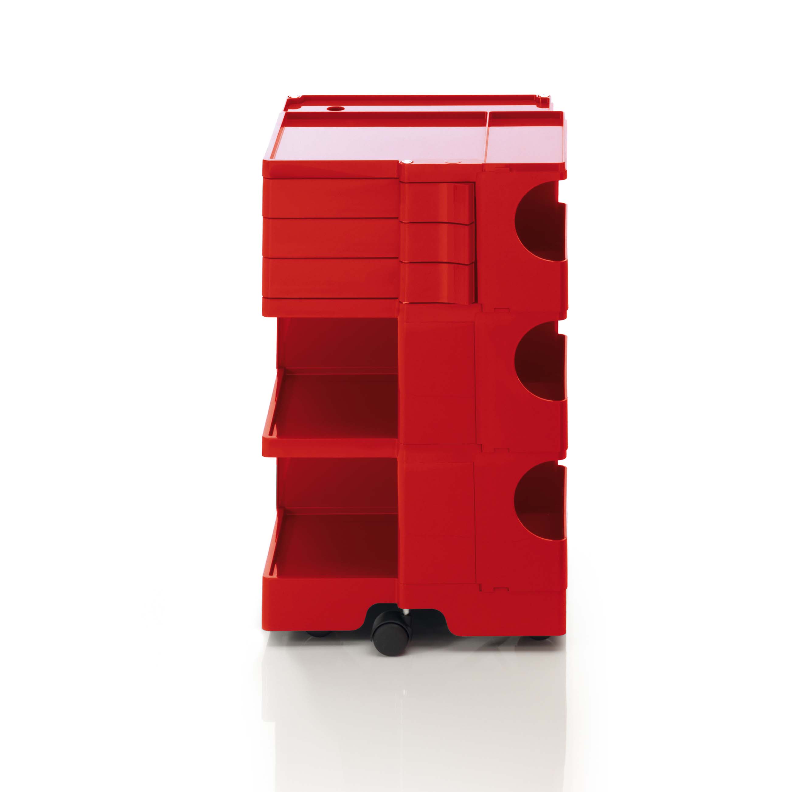 Boby trolley B33 with 3 low (6cm) drawers in Red 