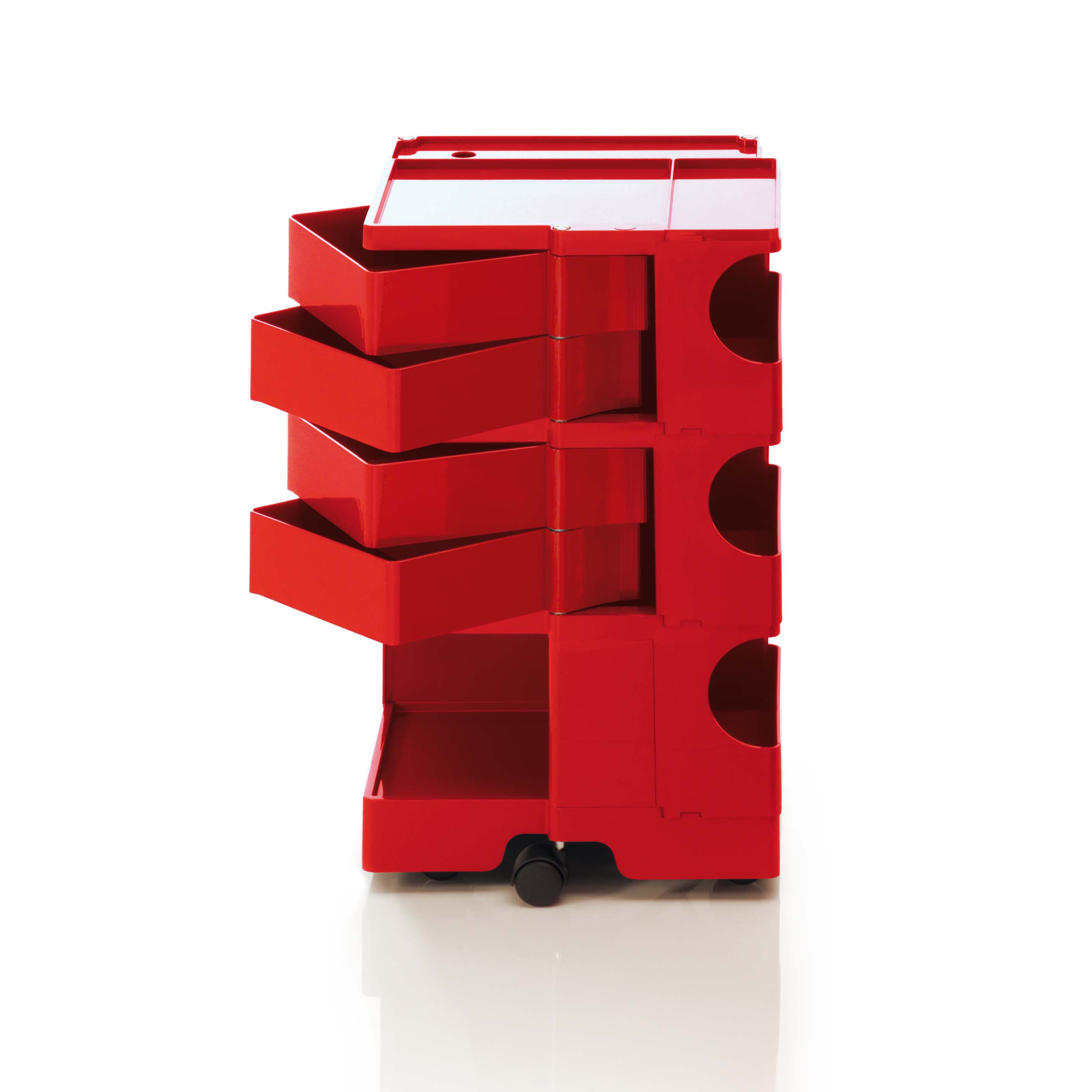 Boby trolley B34 with 4 high (9cm) drawers in Red