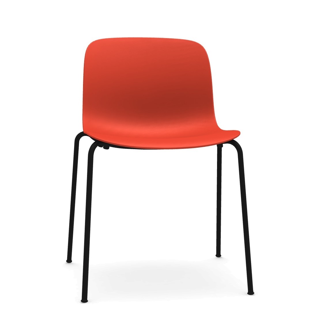 black frame / coral red seat