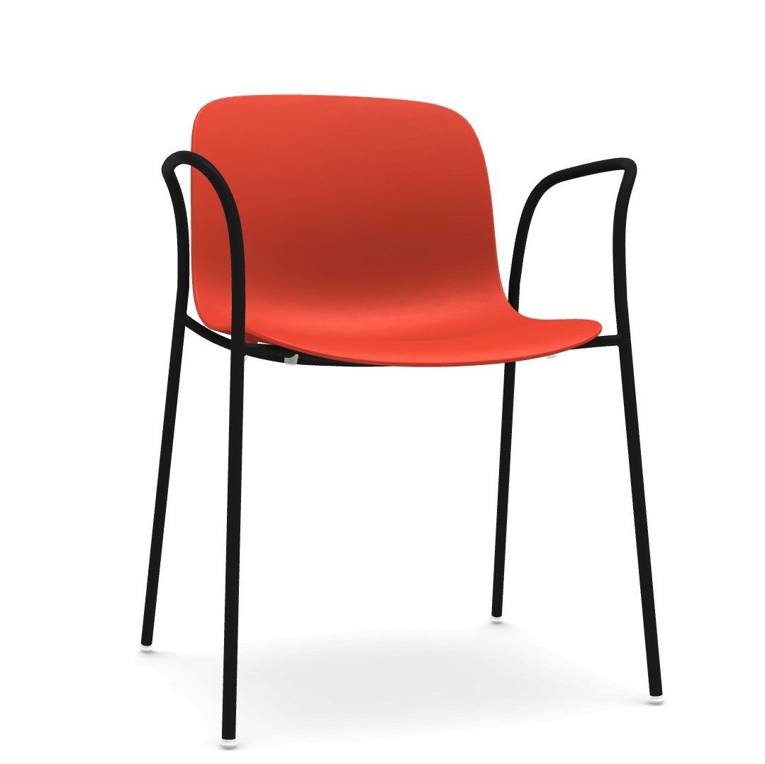  black frame / coral red seat