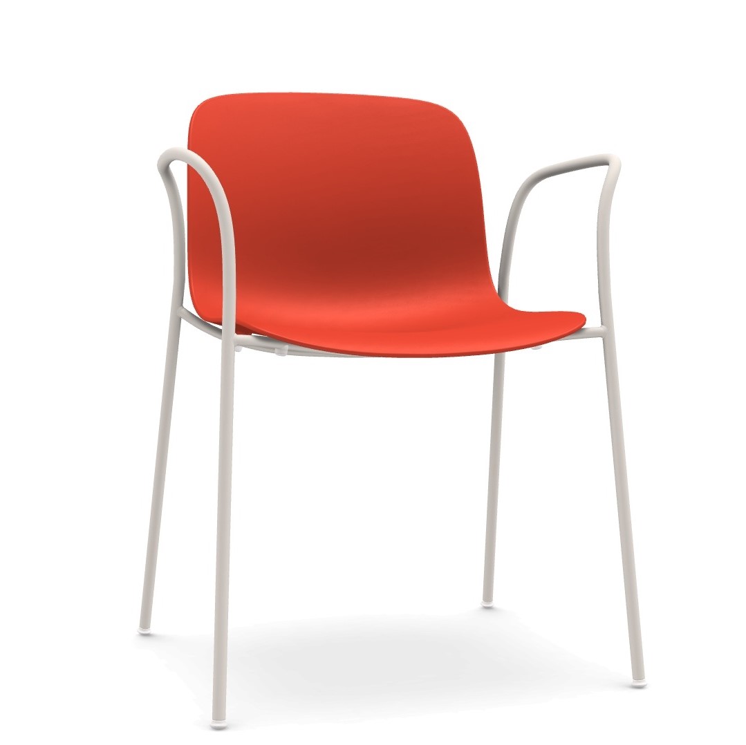 white frame / coral red seat