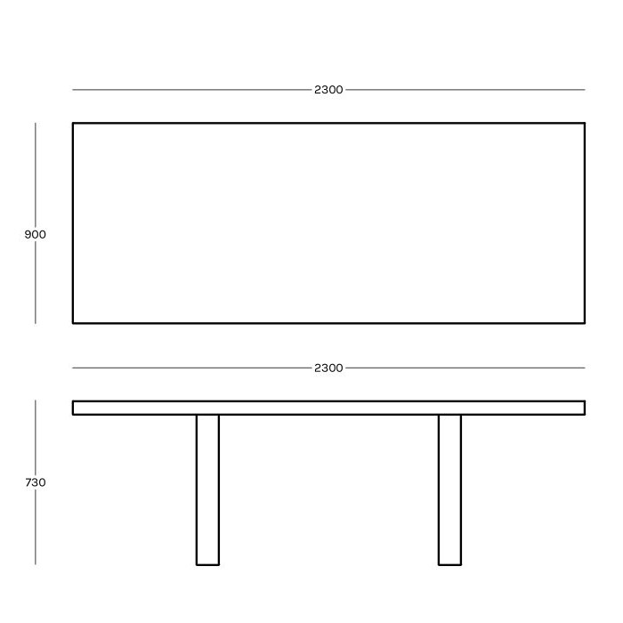 230cm x 90cm