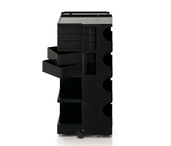 Boby trolley B45 with 3 low and 2 high drawers in Black 
