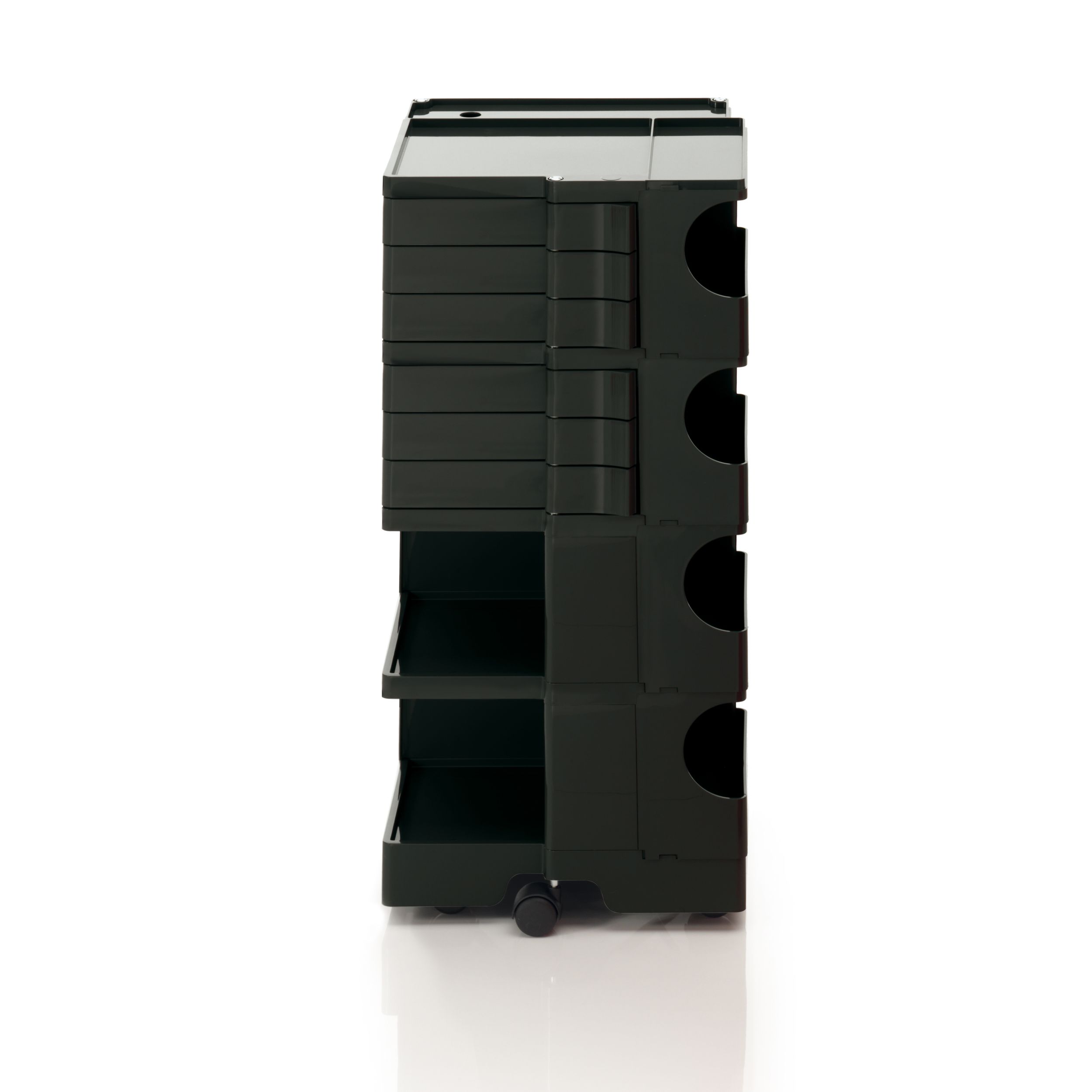 Boby Β46 τροχήλατο έπιπλο με 6 χαμηλά (βάθος 6cm) συρτάρια σε μαύρο χρώμα