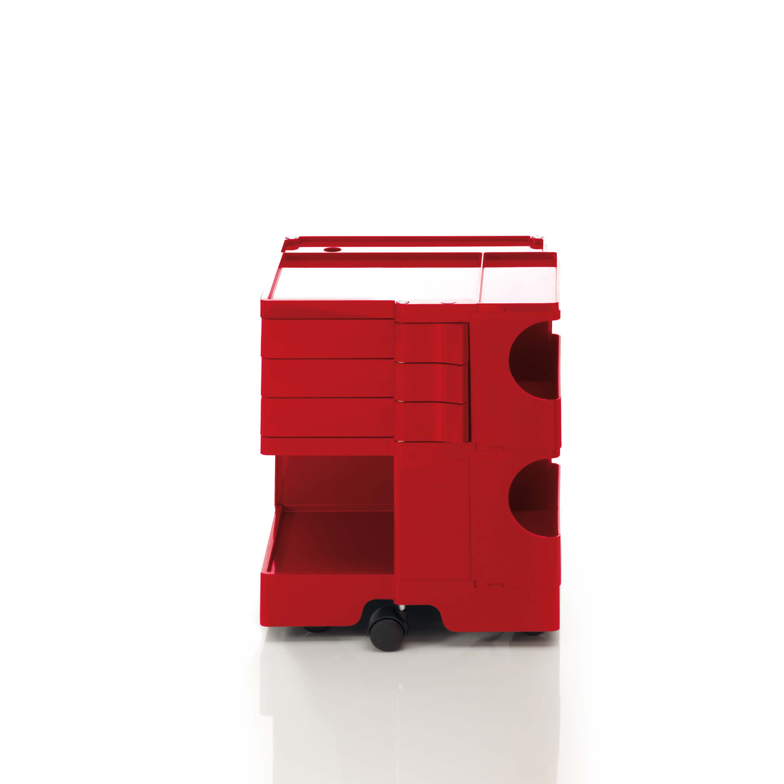 Boby trolley B23 with 3 low (6cm) drawers in Red