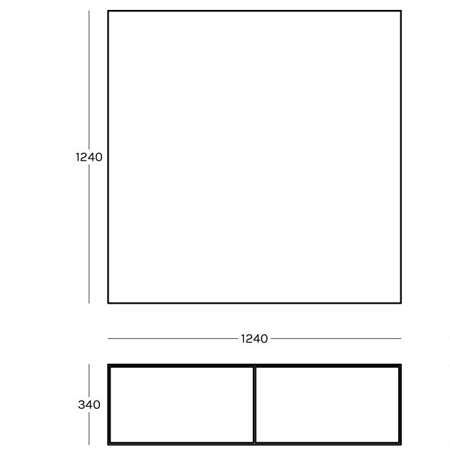 large 124 x 124 x H 34cm