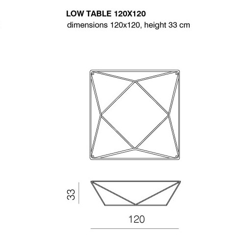 large 120 x 120 x H 33cm