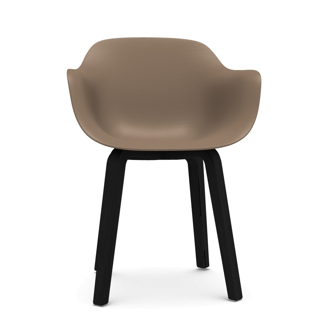 ash wood painted black / grey - beige seat