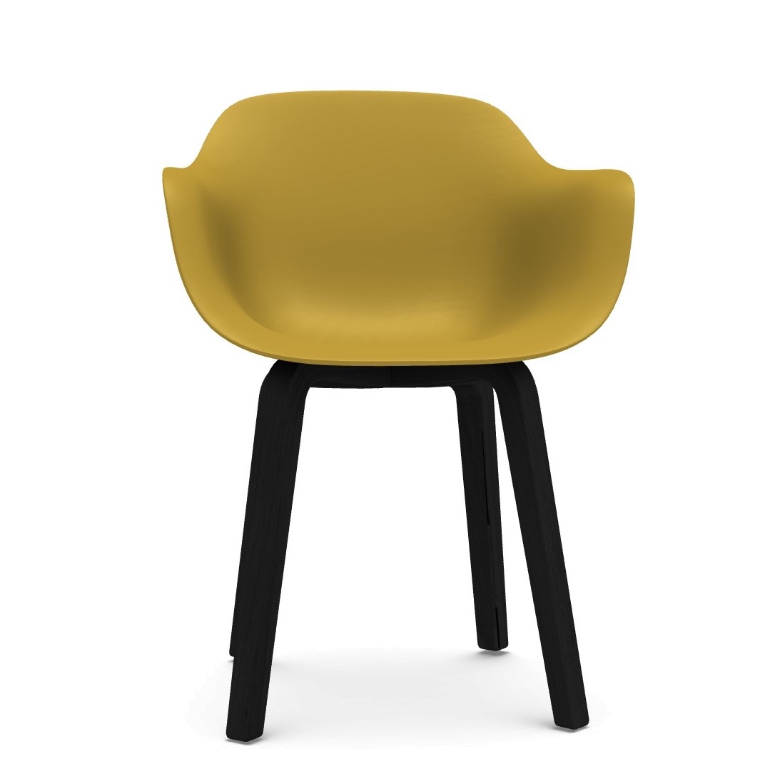 ash wood painted black / mustard seat