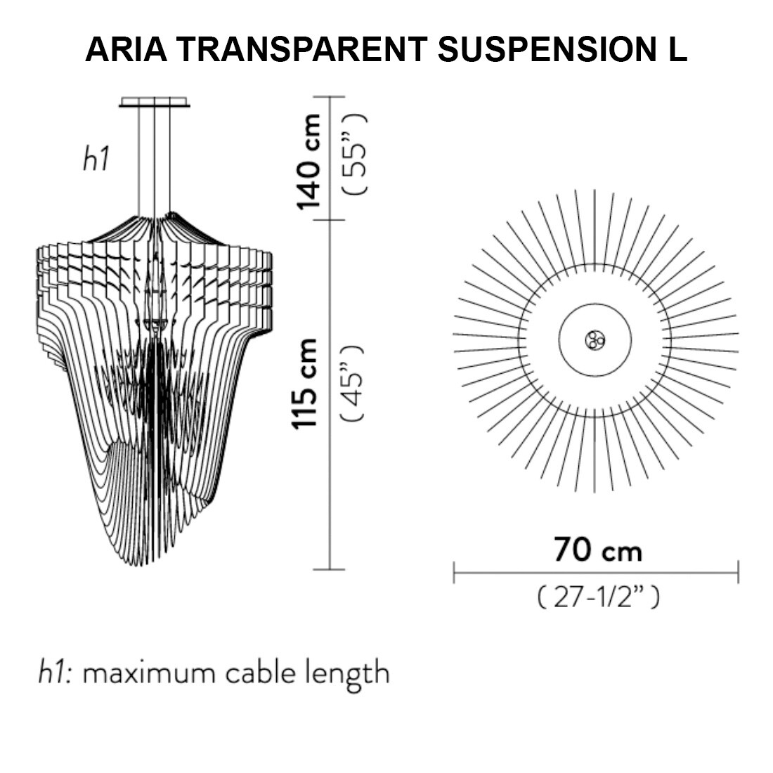 large D 70 x H 115cm